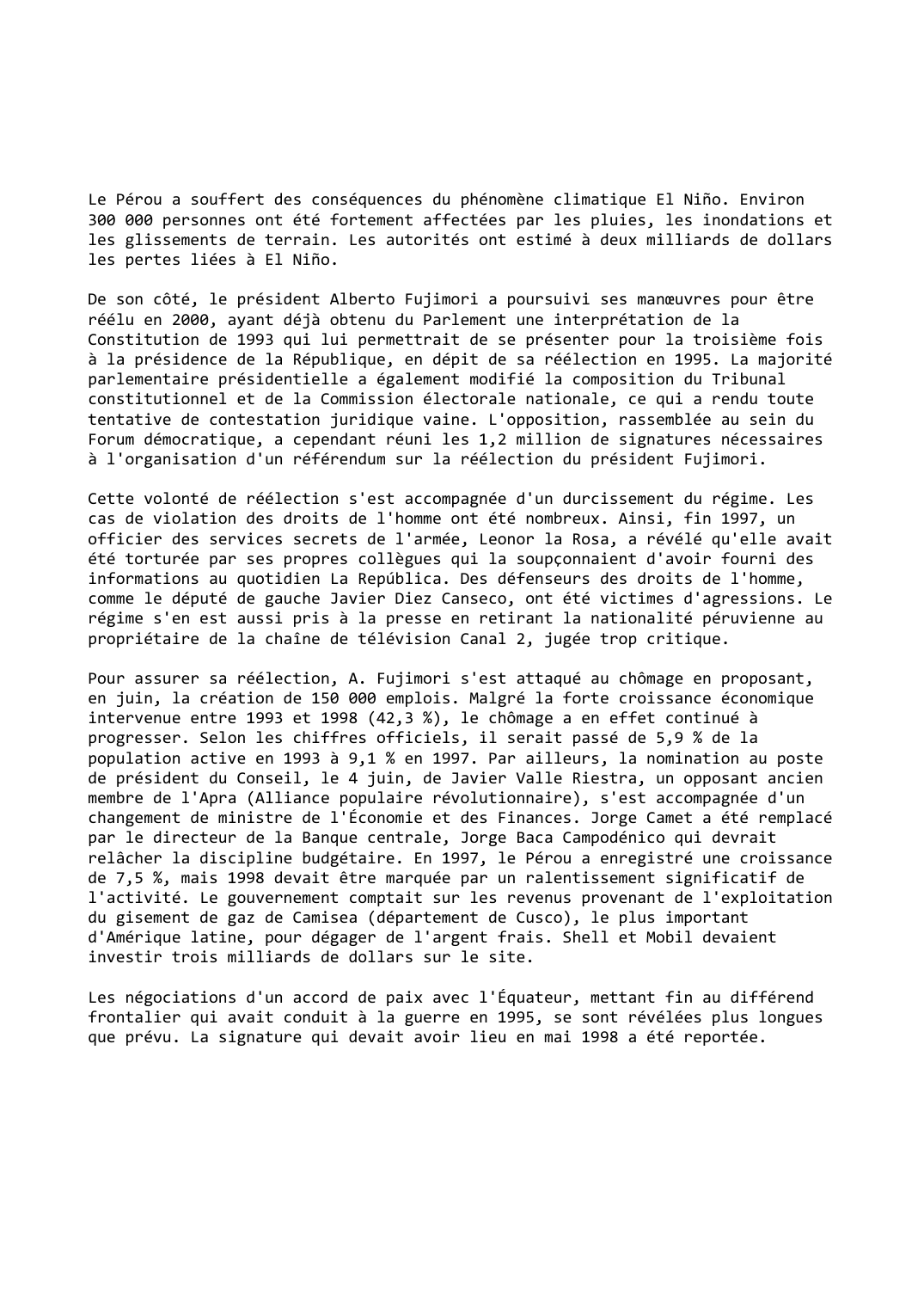 Prévisualisation du document Pérou (1997-1998)