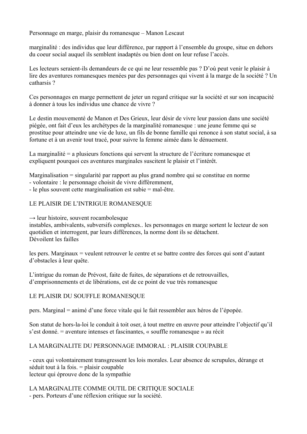 Prévisualisation du document Personnage en marge, plaisir du romanesque – Manon Lescaut