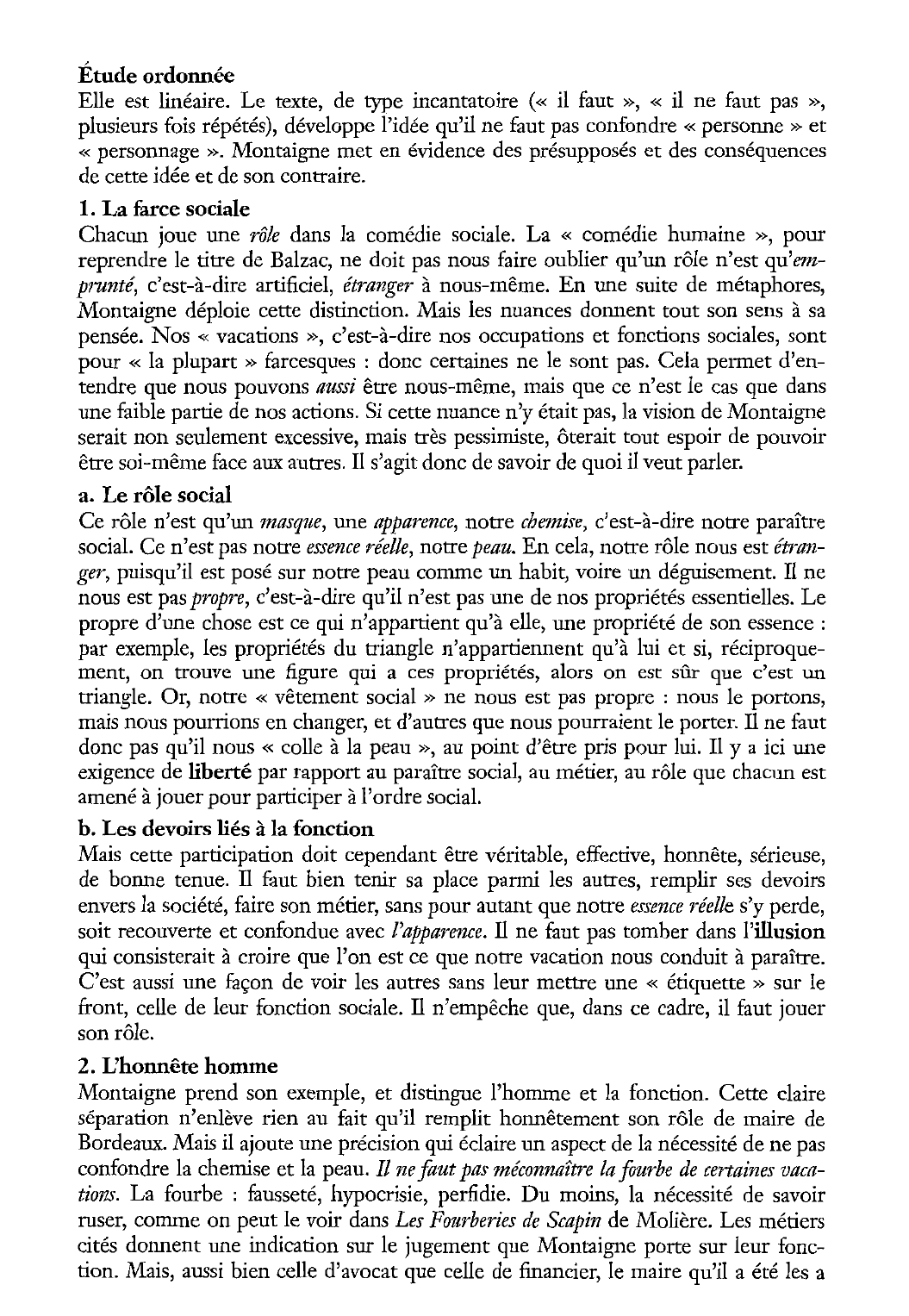 Prévisualisation du document Personne, personnage, personnalité. Texte de Montaigne.