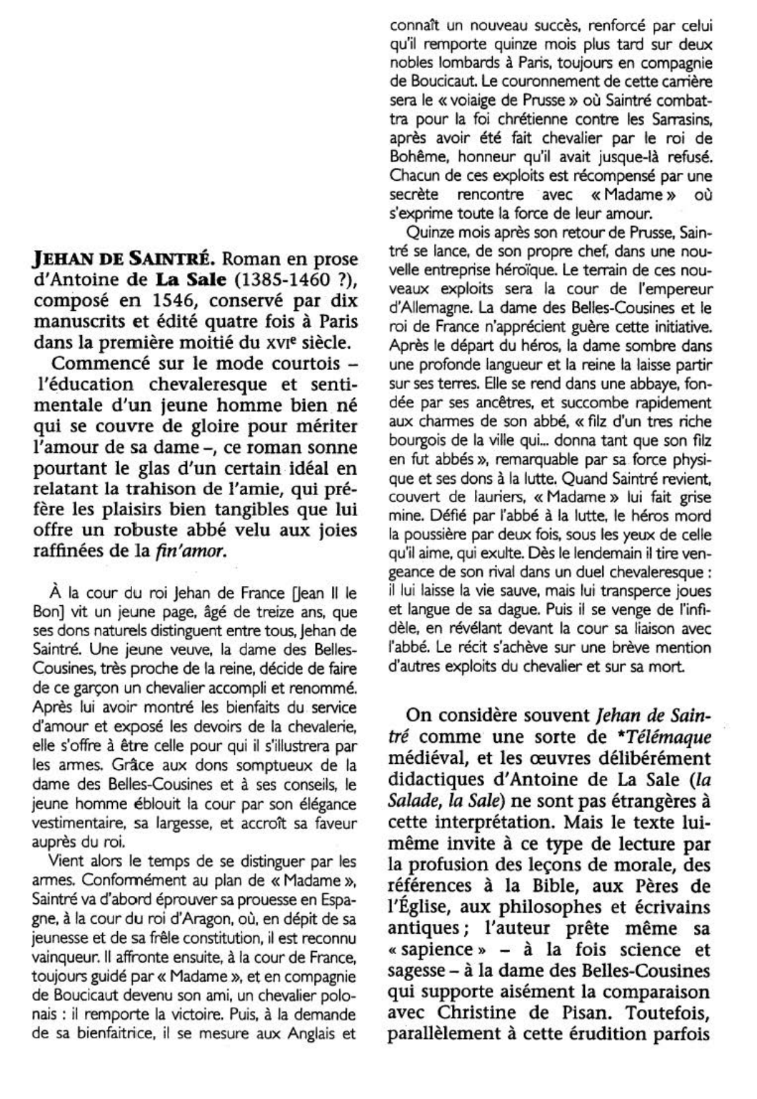 Prévisualisation du document PETIT JEHAN DE SAINTRÉ (Le) d'Antoine de La Sale