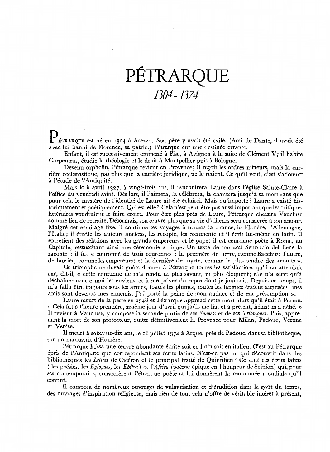Prévisualisation du document PÉTRARQUE