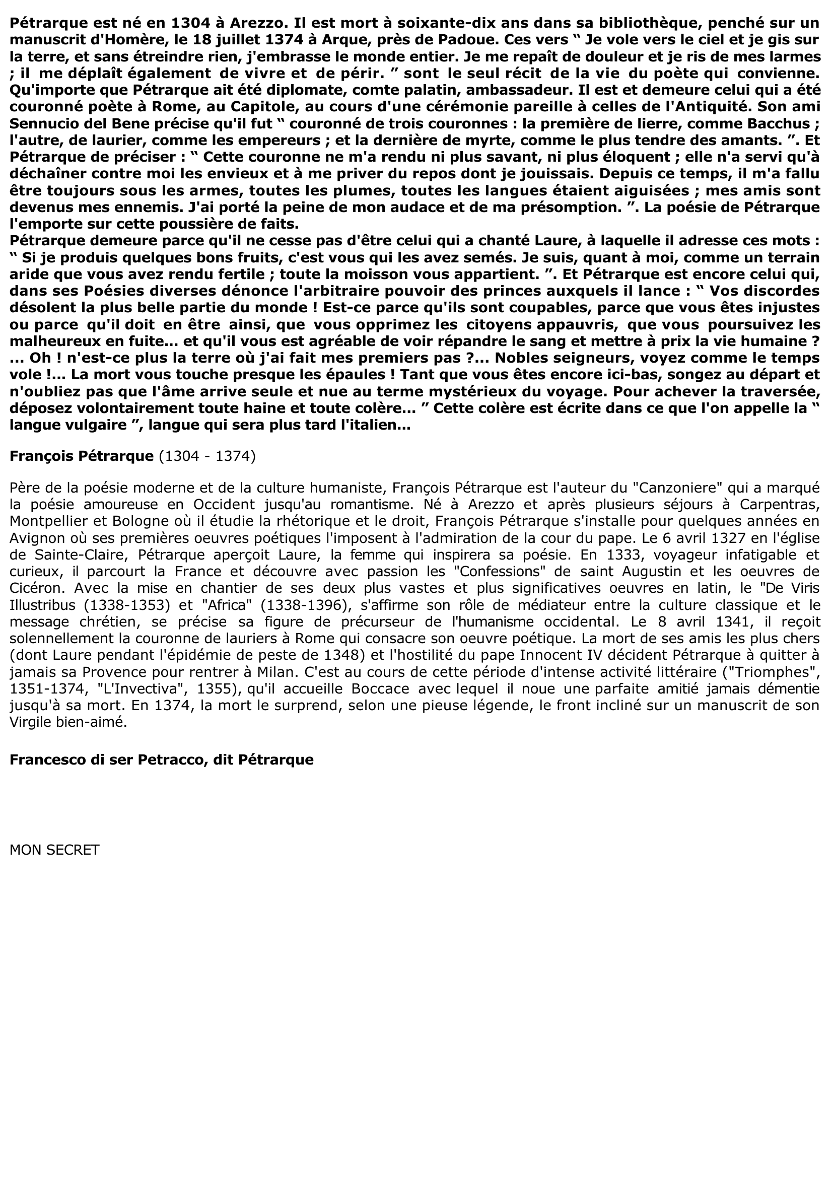 Prévisualisation du document Pétrarque
