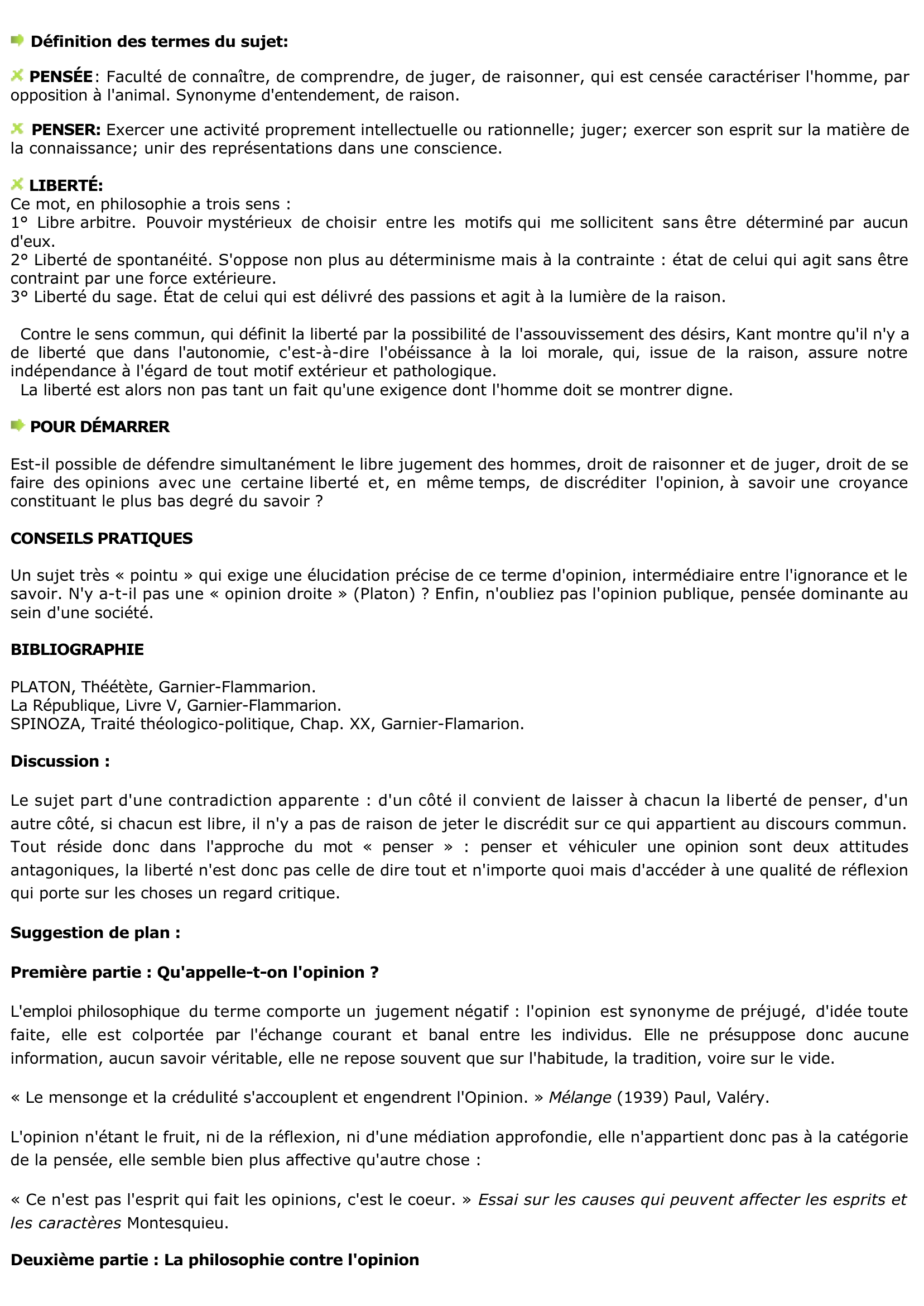 Prévisualisation du document Peut-on à la fois défendre la liberté de penser et disqualifier l'opinion 	?