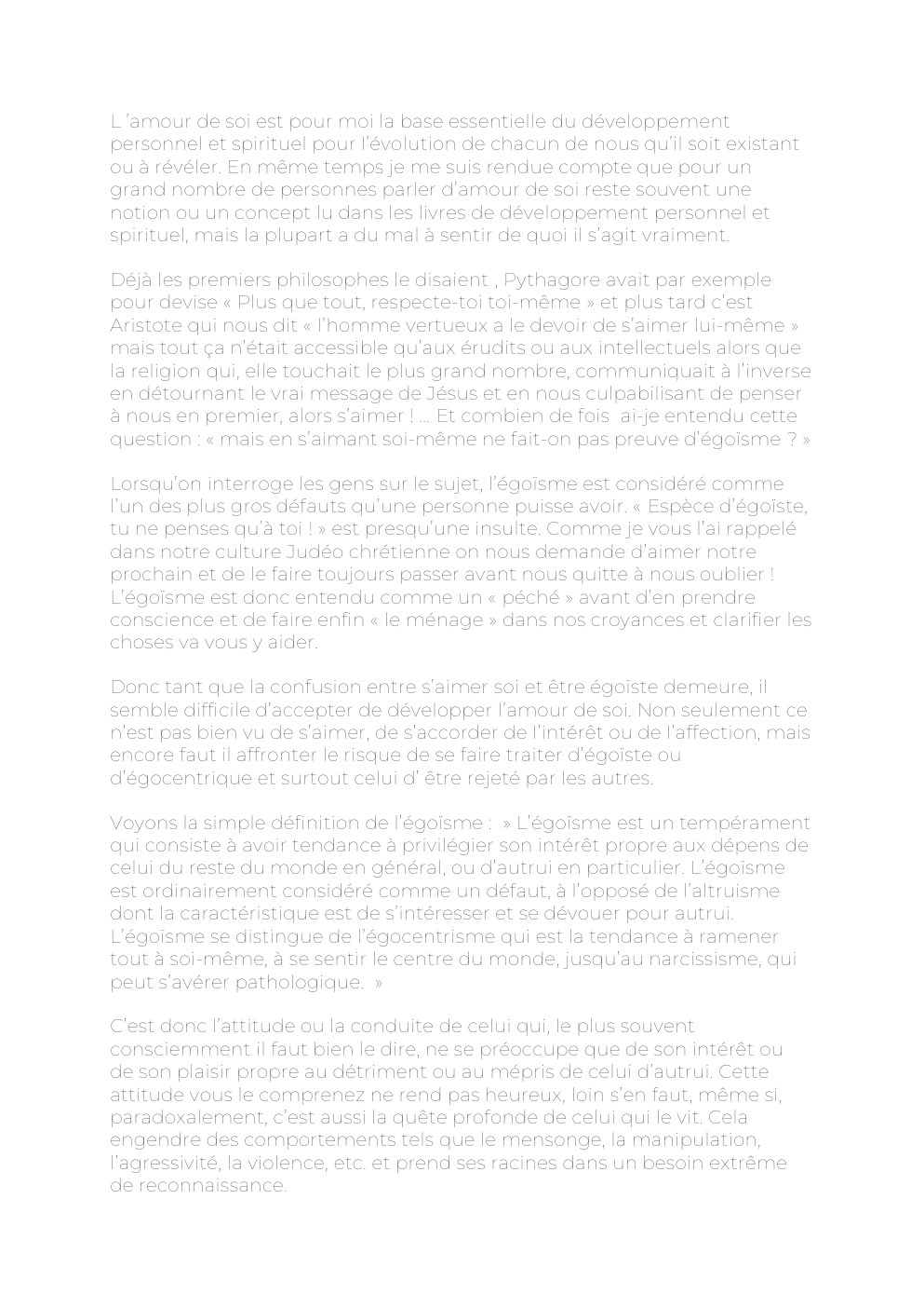 Prévisualisation du document Peut on aimer si on ne s'aime pas ?