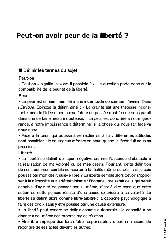 Prévisualisation du document Peut-on avoir peur de la liberté ?

■ Définir les termes du sujet
Peut-on
« Peut-on » signifie ici «...