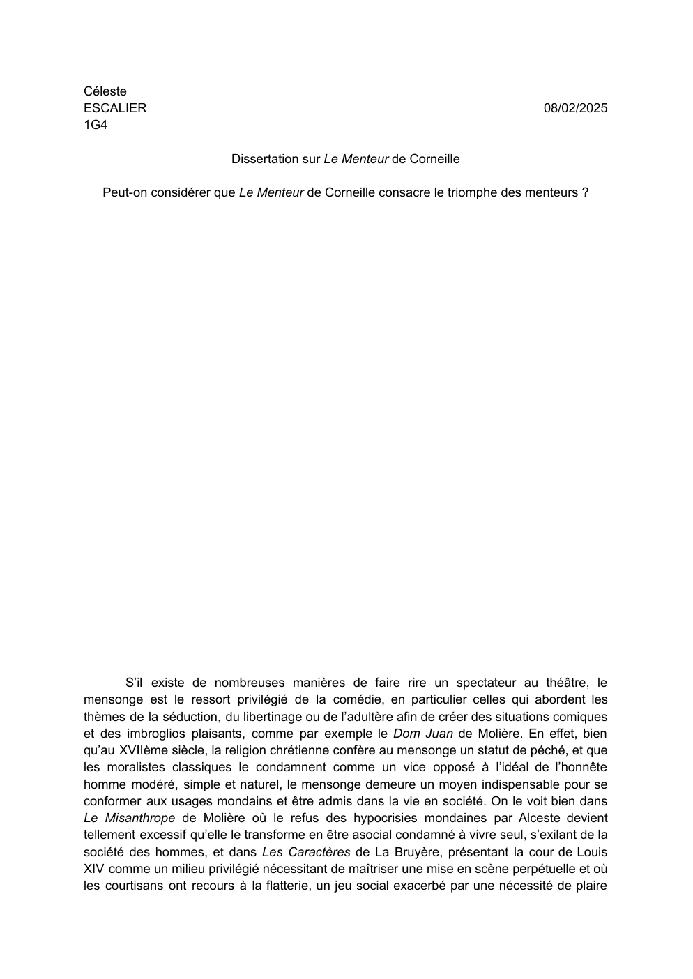 Prévisualisation du document Peut-on considérer que Le Menteur de Corneille consacre le triomphe des menteurs ?