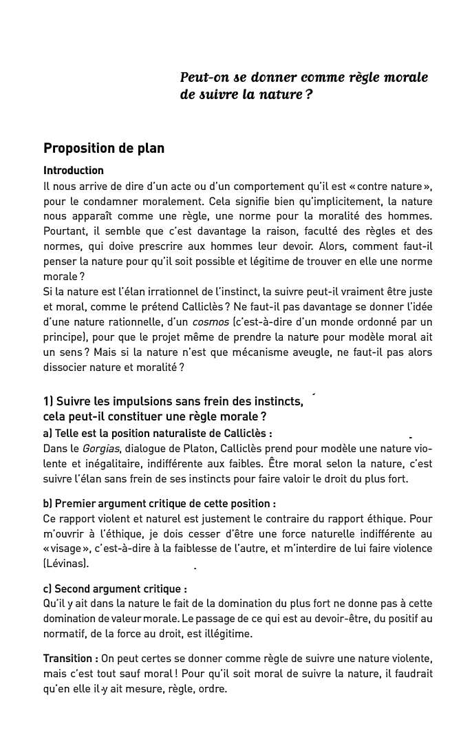 Prévisualisation du document Peut-on &e donner comme règle morale
de &uivre La nature ?
Proposition de plan
Introduction
Il nous arrive de dire...