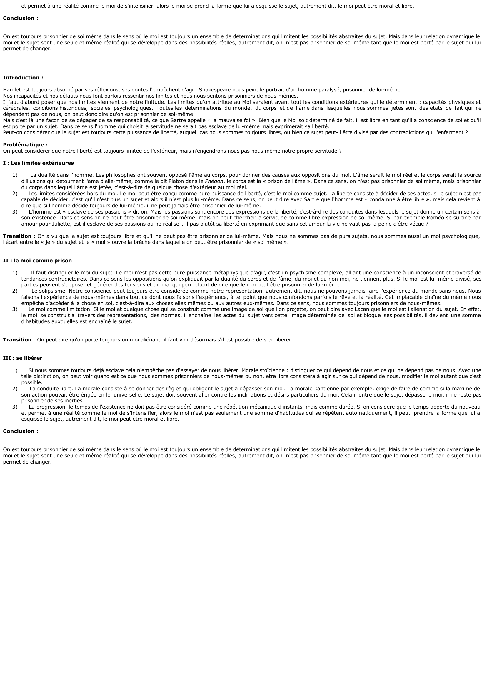 Prévisualisation du document Peut-on être prisonnier de soi-même ?