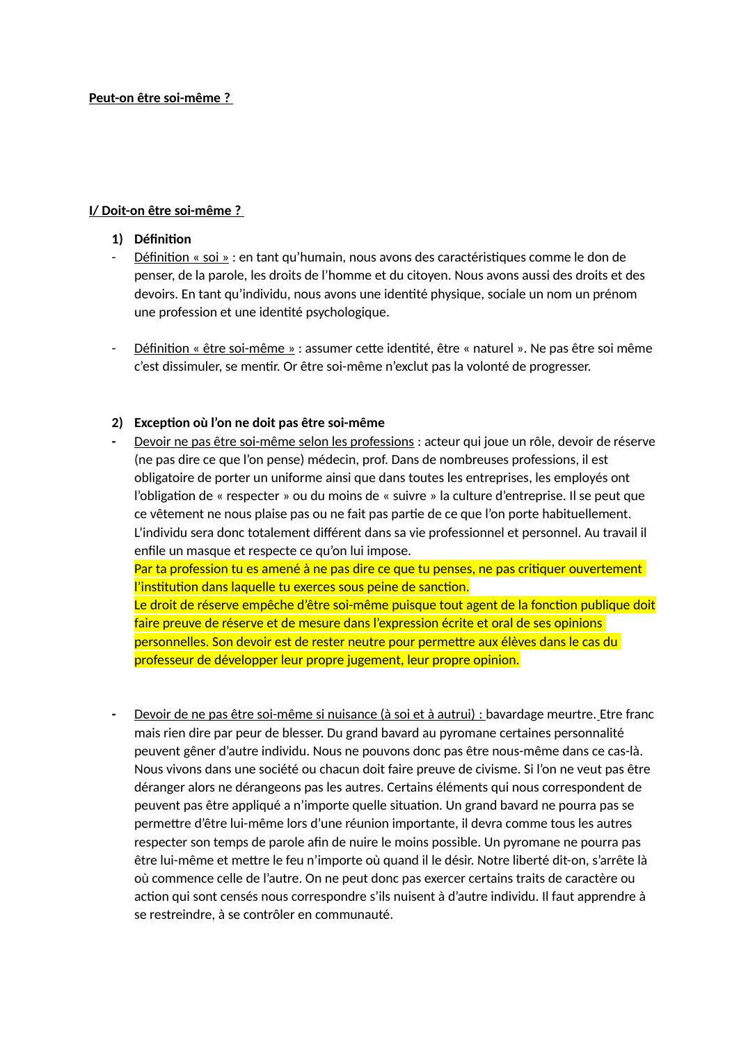Prévisualisation du document Peut-on être soi-même ?