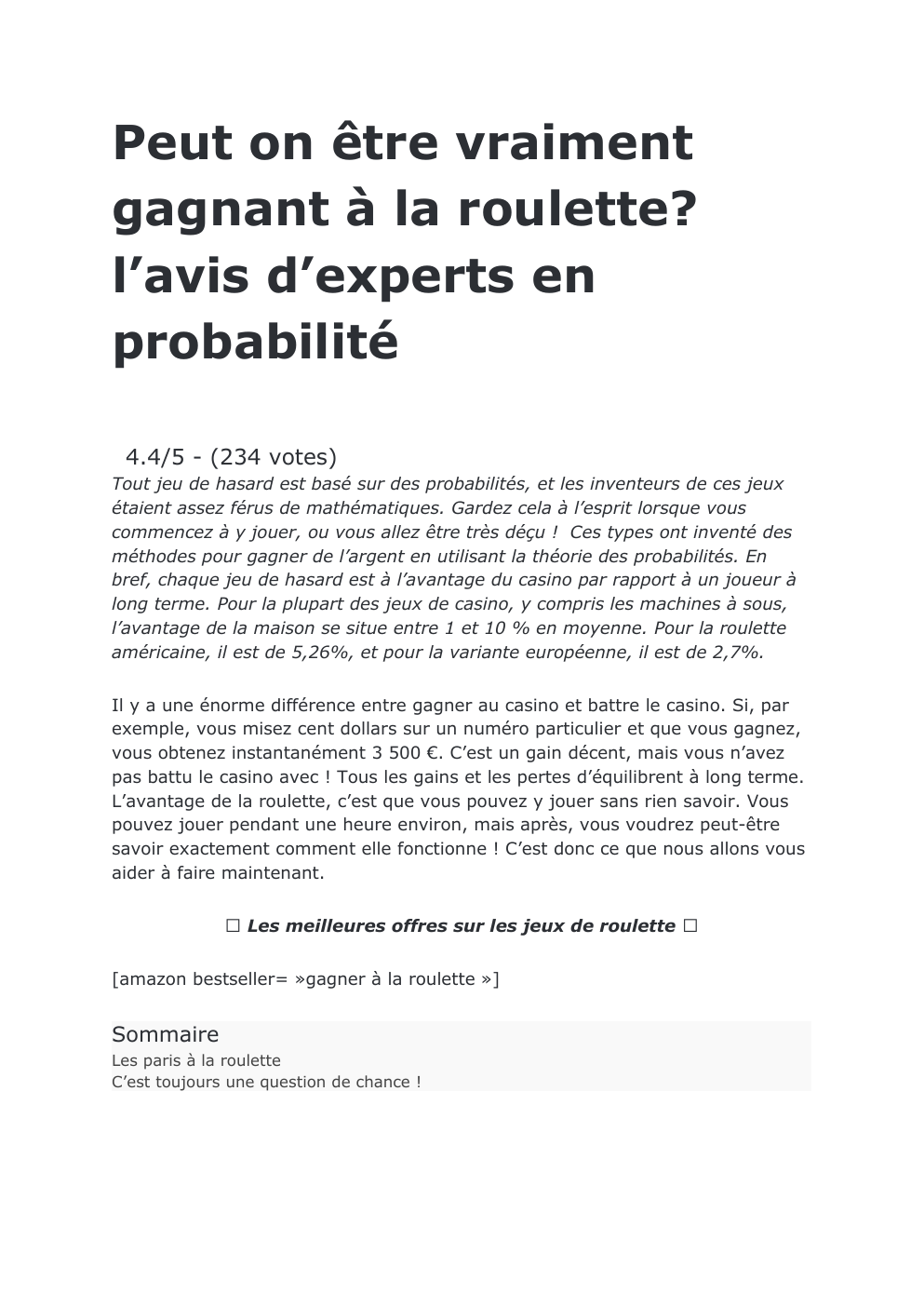 Prévisualisation du document Peut on être vraiment gagnant à la roulette?