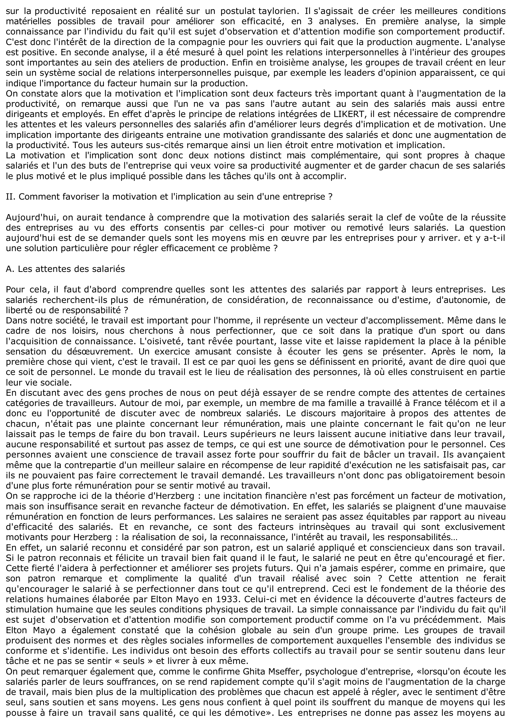 Prévisualisation du document Peut-on gérer l'Implication et La Motivation Au Travail ?