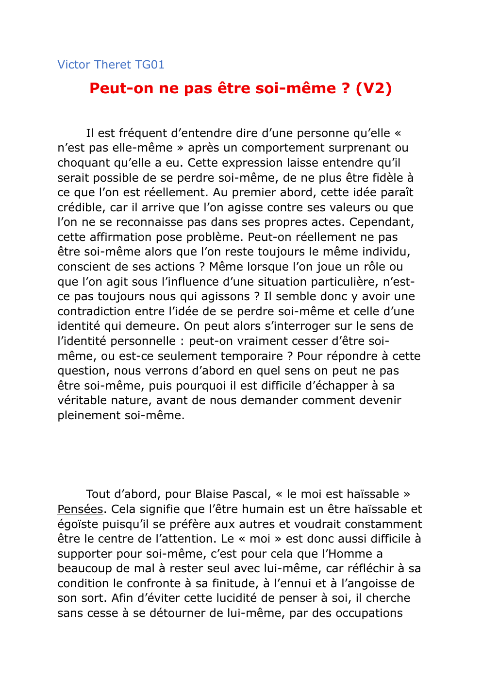 Prévisualisation du document Peut on ne pas être soi-même ?