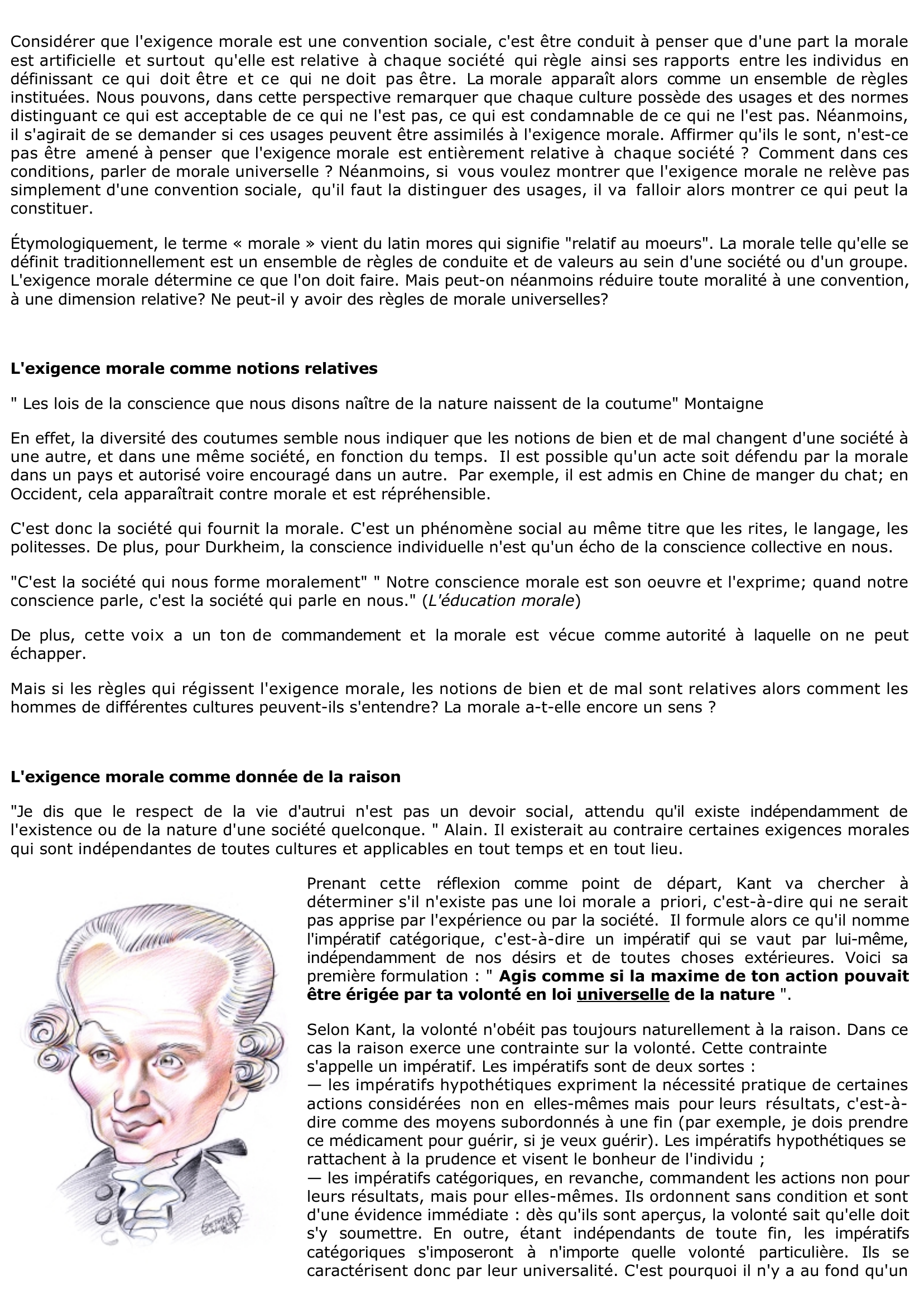 Prévisualisation du document Peut-on réduire l'exigence morale a une simple convention sociale	?