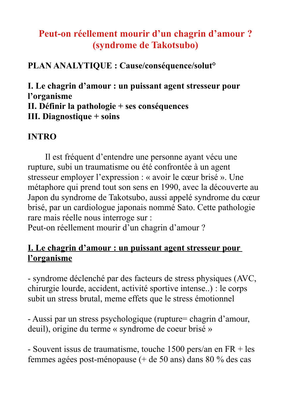 Prévisualisation du document Peut-on réellement mourir d’un chagrin d’amour ? (syndrome de Takotsubo)