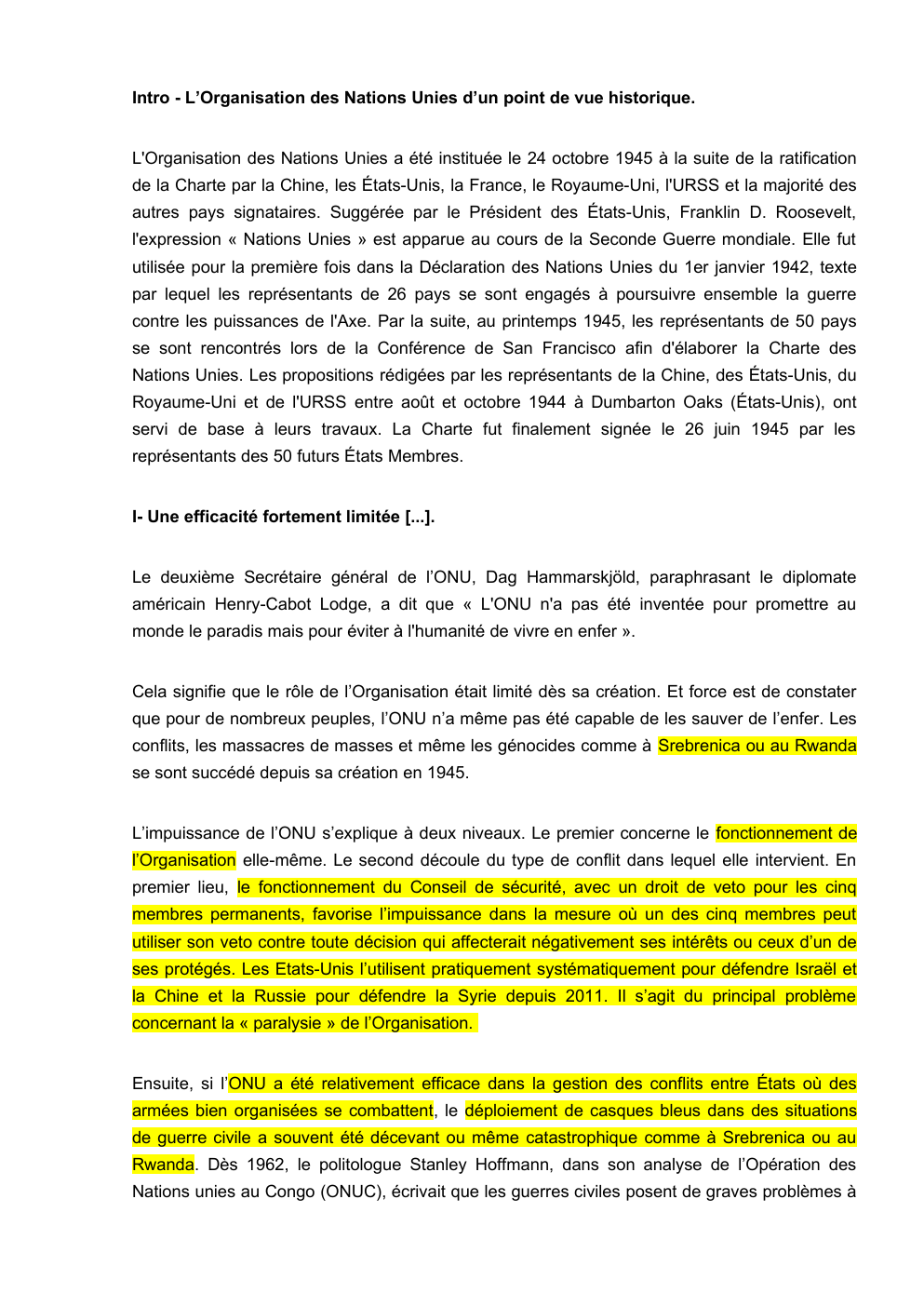 Prévisualisation du document peut on réformer l'onu