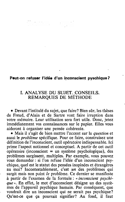 Prévisualisation du document Peut-on refuser l'idée d'un inconscient psychique?
