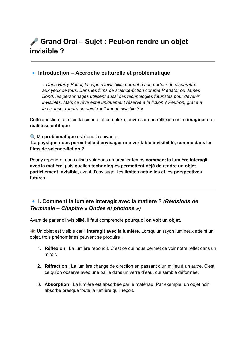 Prévisualisation du document Peut-on rendre un objet invisible ?