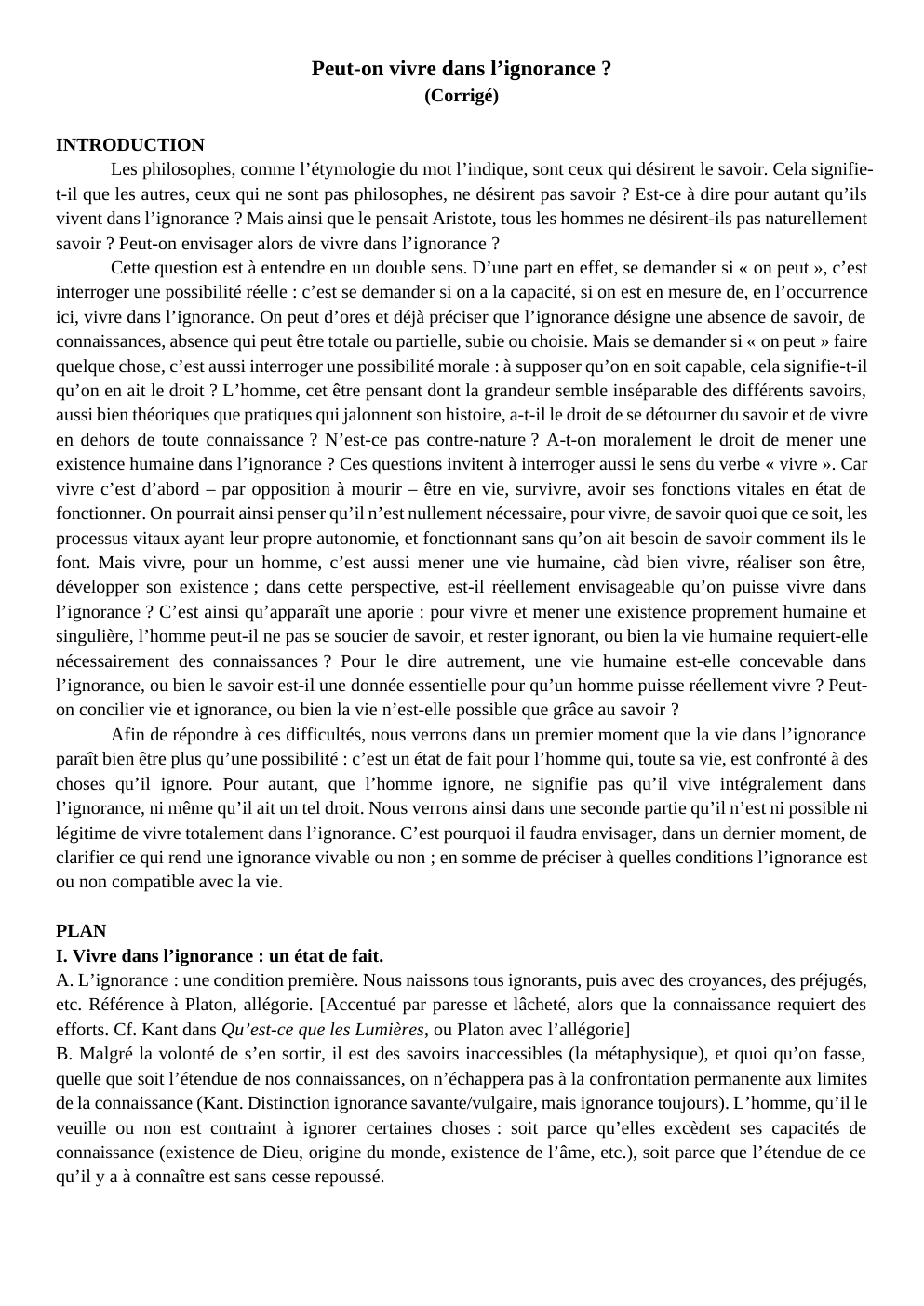 Prévisualisation du document Peut-on vivre dans l’ignorance ?