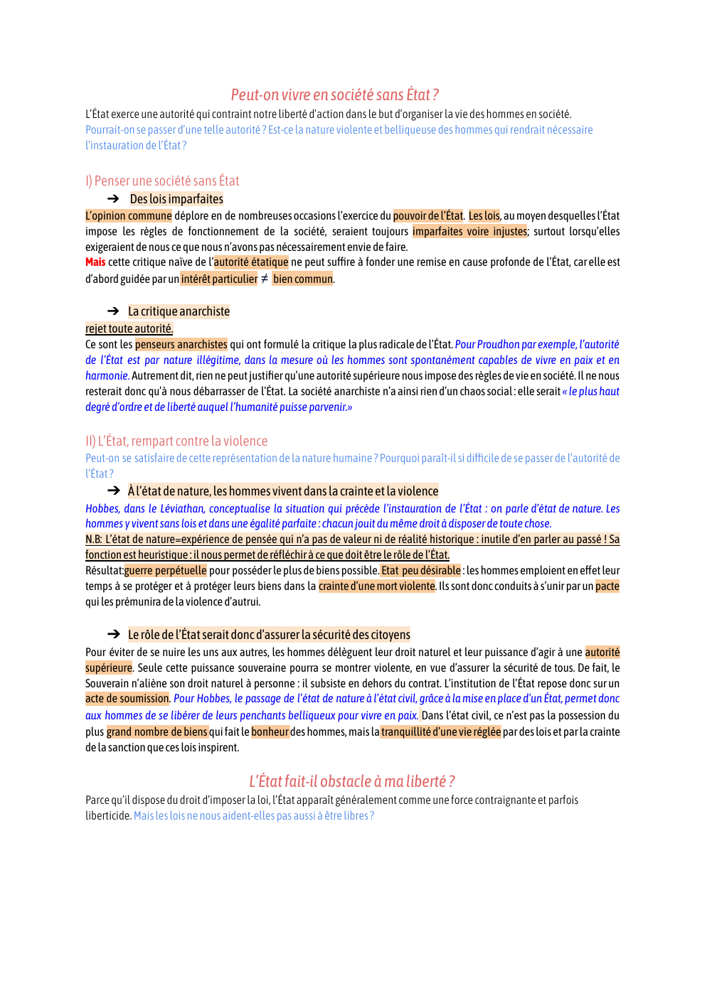 Prévisualisation du document Peut-on vivre en société sans État ? (dissertation)