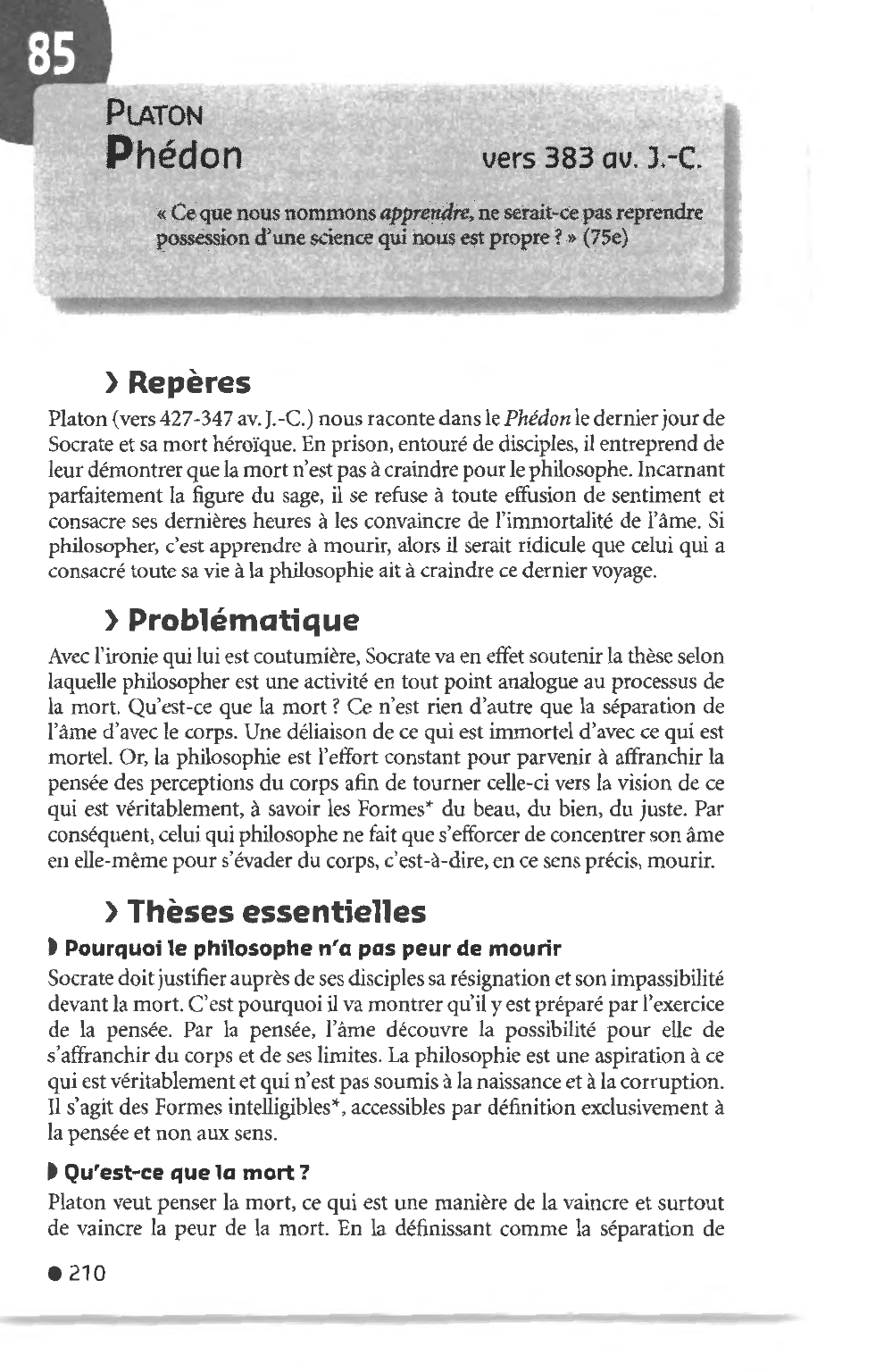 Prévisualisation du document 	Phédon de PLATON (Résumé & Analyse)