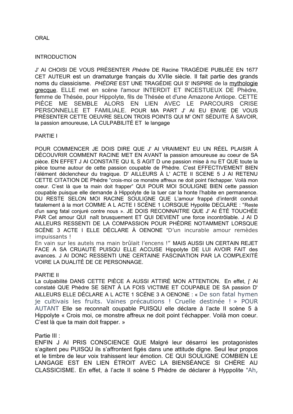 Prévisualisation du document Phèdre de Racine TRAGÉDIE (fiche de lecture élève)