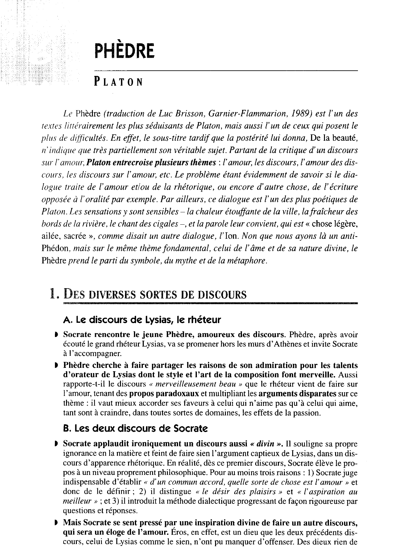Prévisualisation du document Phèdre [Platon] - fiche de lecture.
