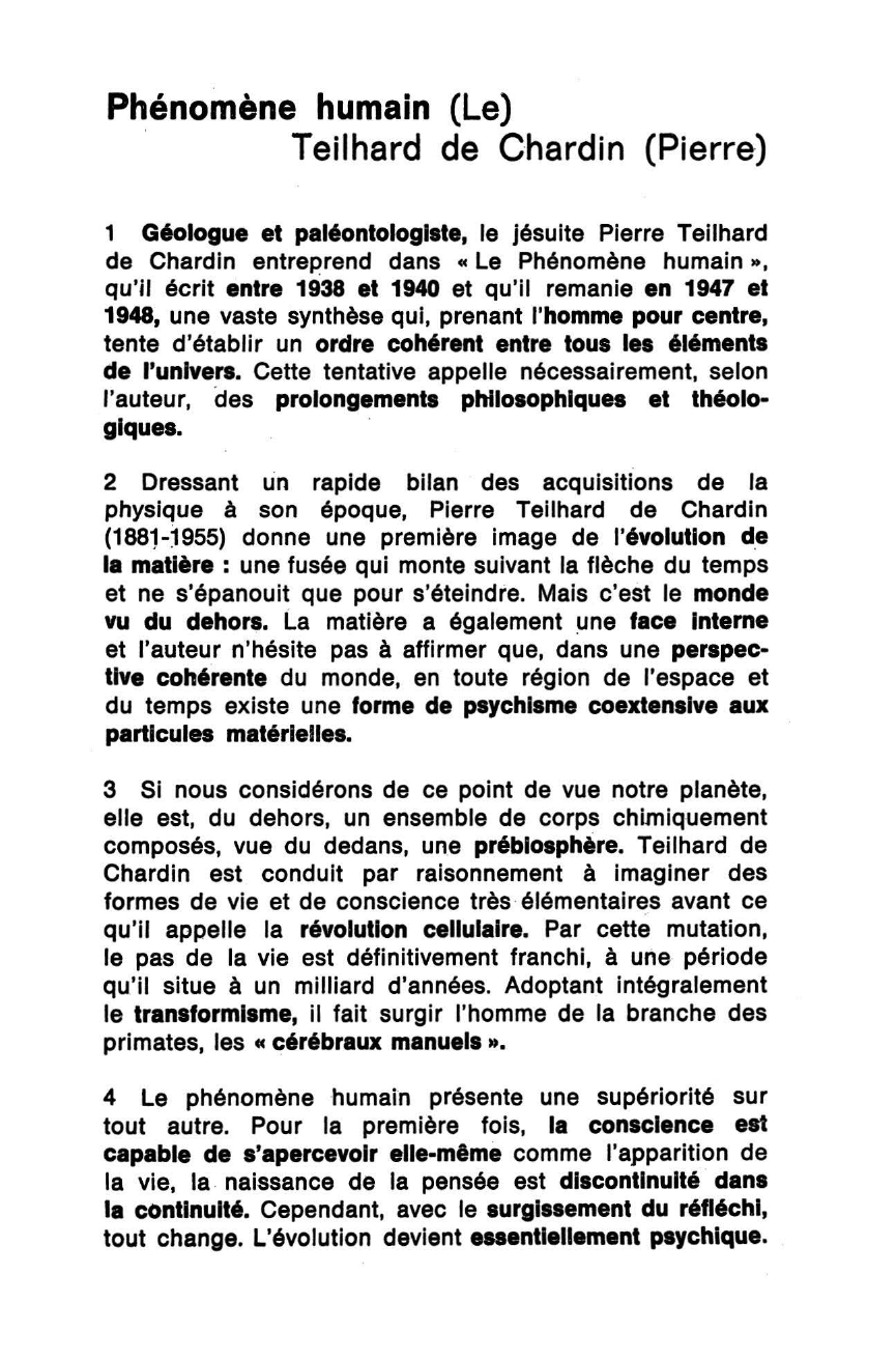 Prévisualisation du document PHÉNOMÈNE HUMAIN (LE), Pierre Teilhard de Chardin