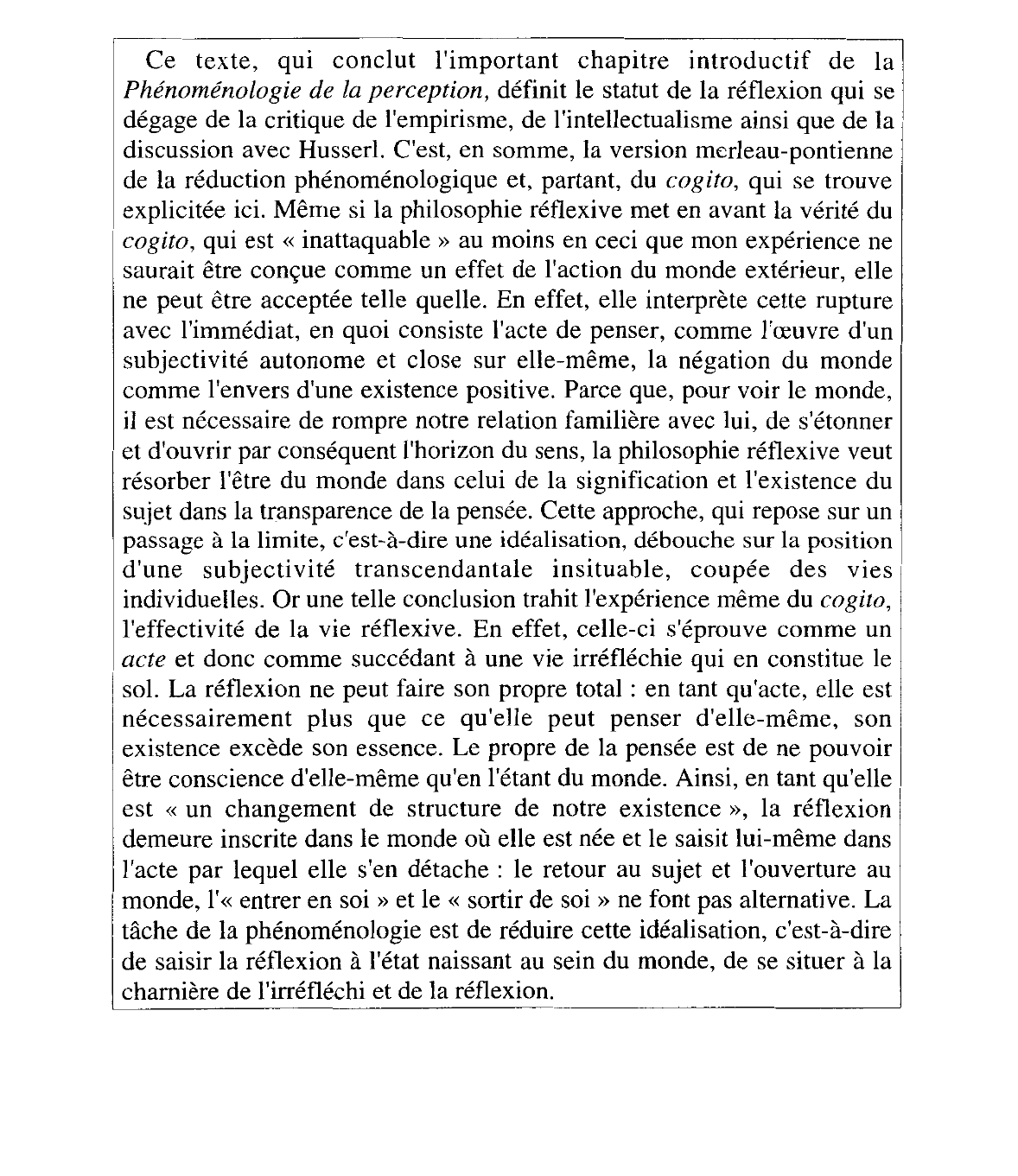 Prévisualisation du document Phénoménologie de la perception, © Gallimard, 1945, pp. 75-76. Merleau-Ponty