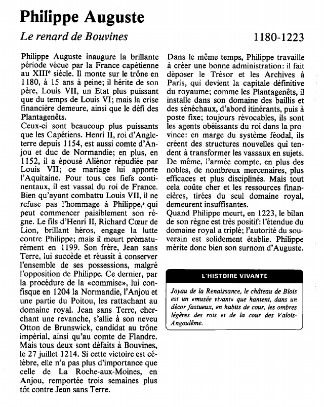 Prévisualisation du document Philippe AugusteLe renard de Bouvines.