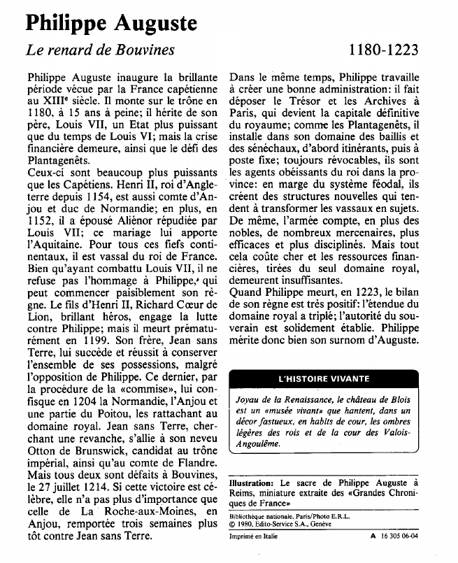 Prévisualisation du document Philippe AugusteLe renard de Bouvines.