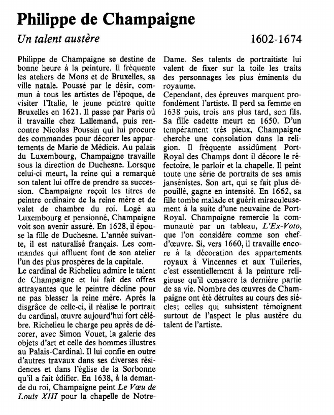 Prévisualisation du document Philippe de ChampaigneUn talent austère.