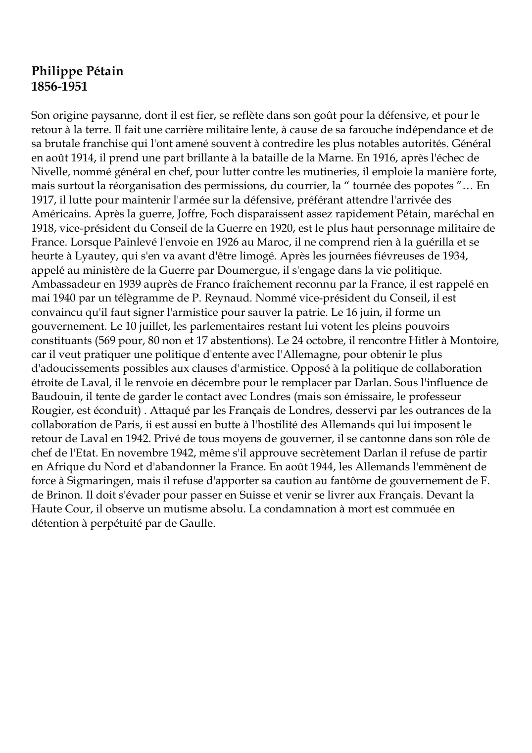Prévisualisation du document Philippe Pétain 1856-1951