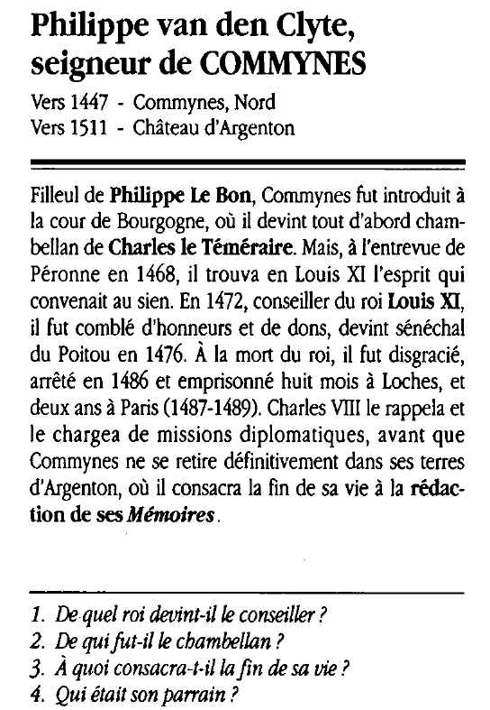 Prévisualisation du document Philippe van den Clyte, seigneur de COMMYNES