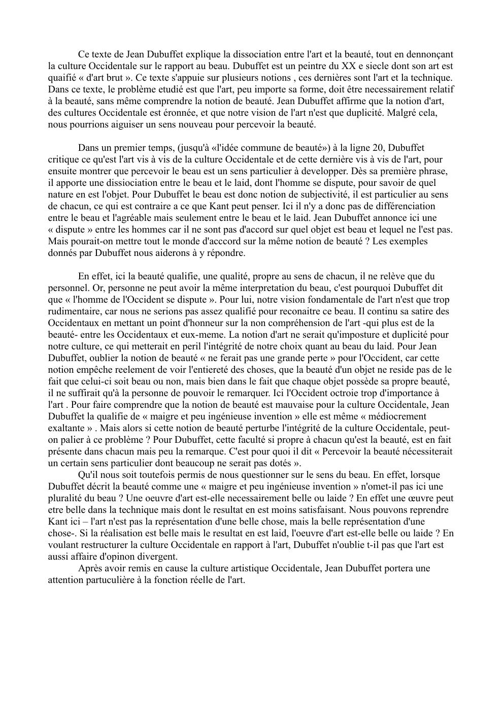 Prévisualisation du document Philo art texte de Jean Dubuffet