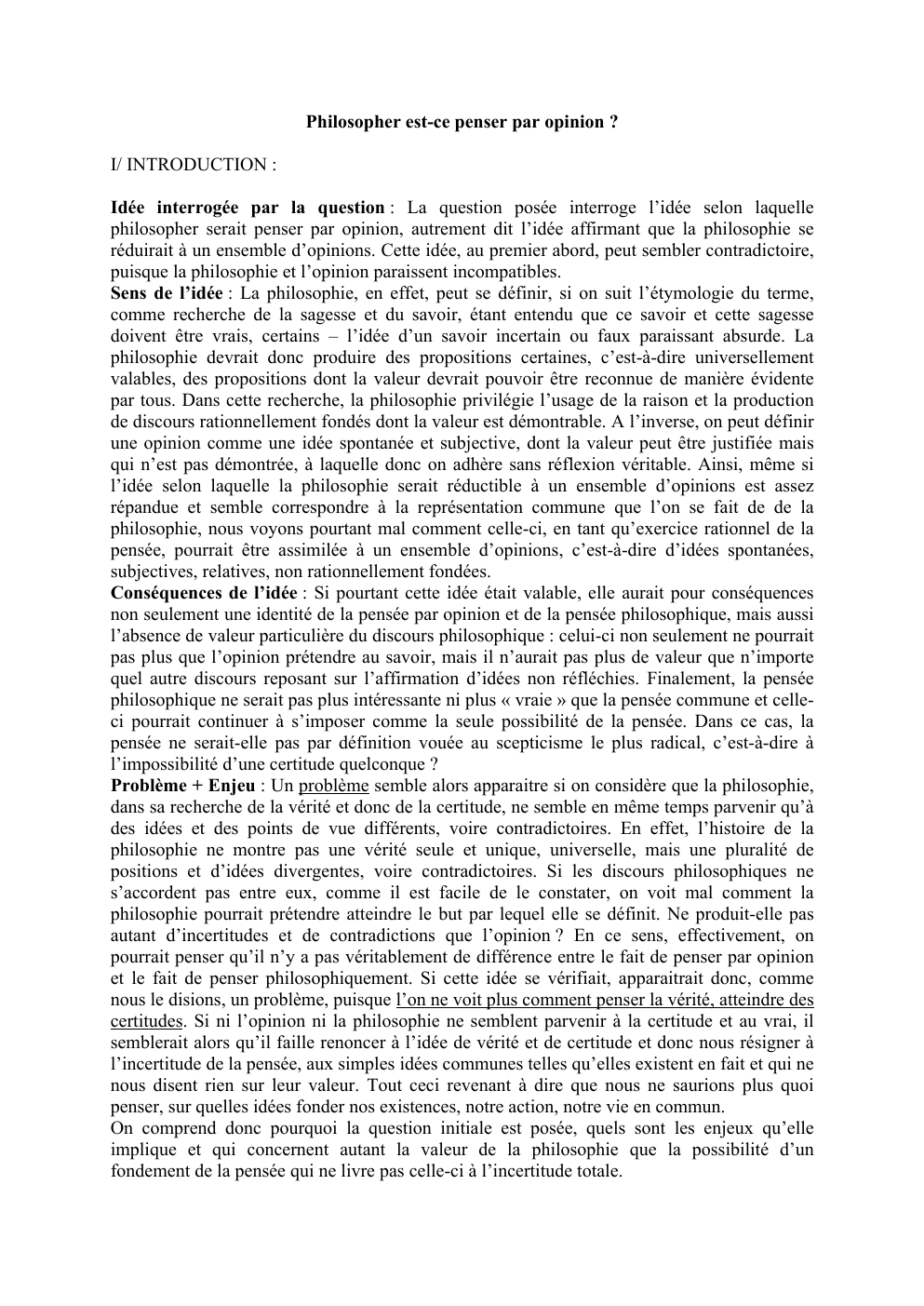 Prévisualisation du document Philosopher est-ce penser par opinion ?