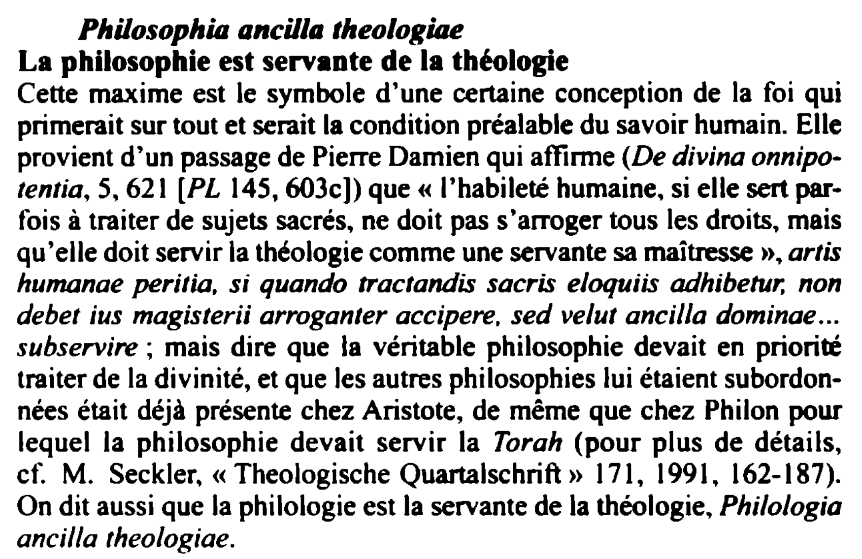 Prévisualisation du document Philosophia ancilla theologiae / La philosophie est servante de la théologie