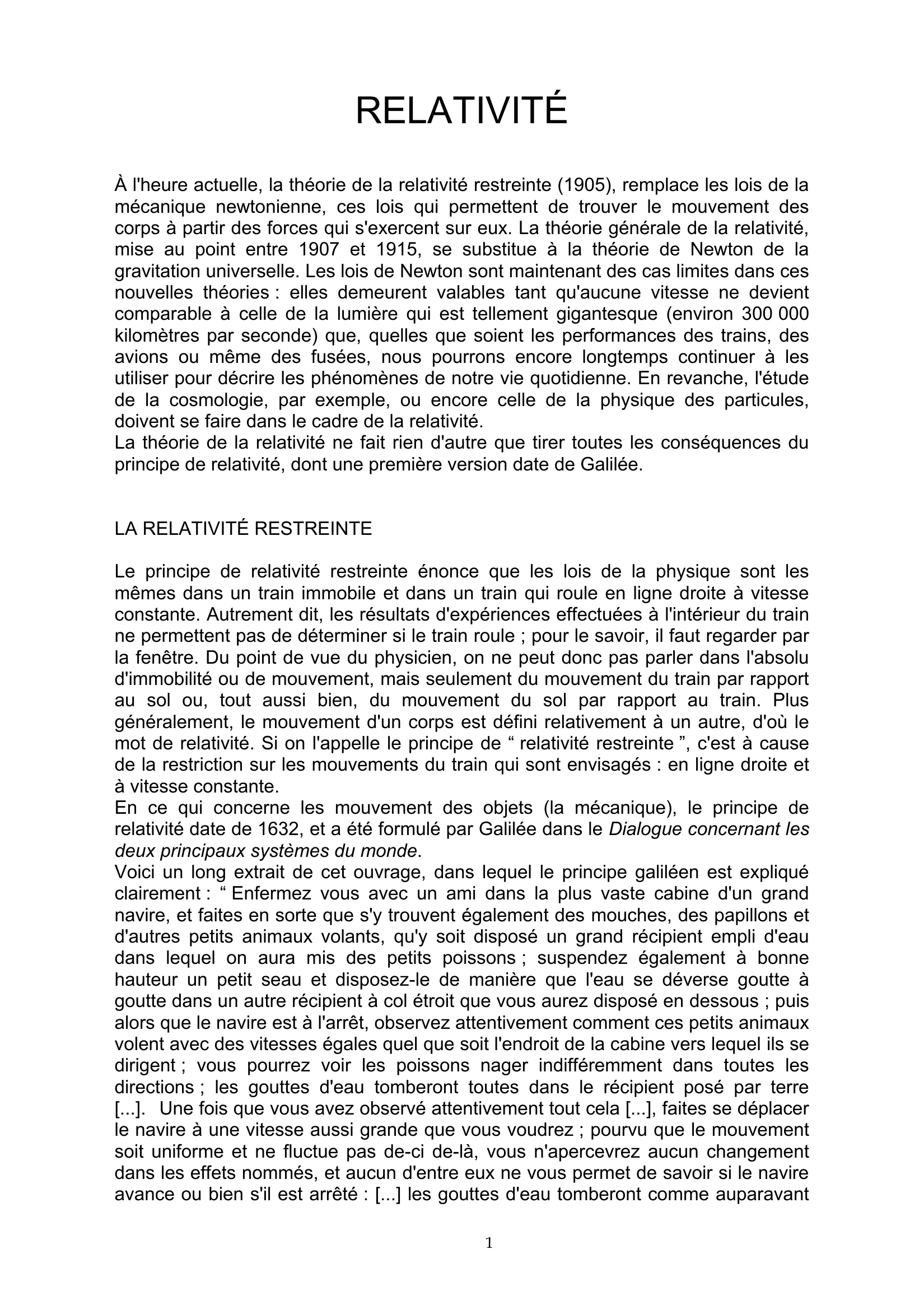 Prévisualisation du document PHILOSOPHIE DE LA RELATIVITE GENERALE