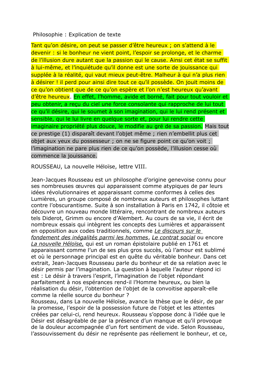 Prévisualisation du document Philosophie : Explication de texte Tant qu’on désire, on peut se passer d’être heureux
