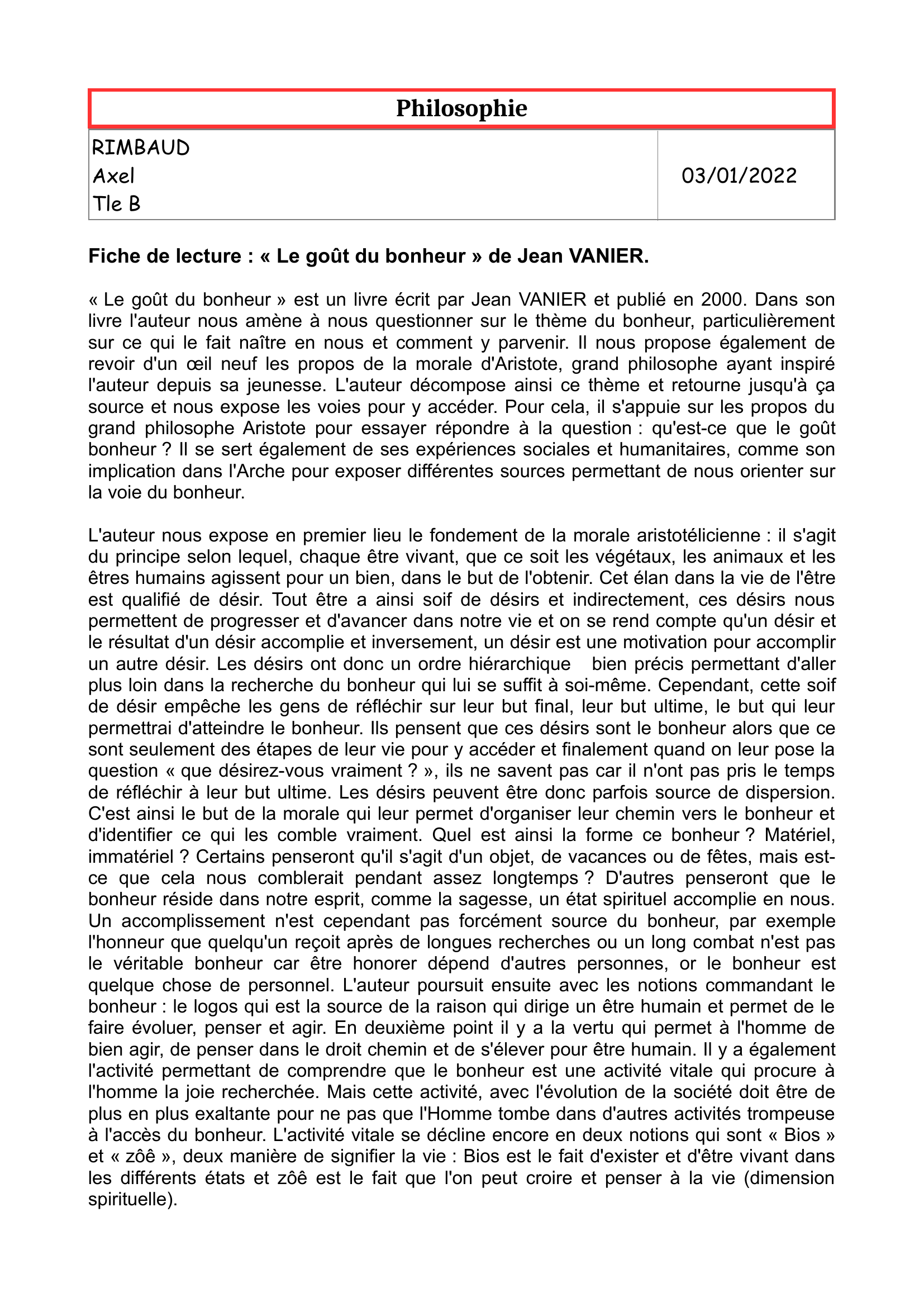 Prévisualisation du document philosophie "Le goût du bonheur" de Vanier