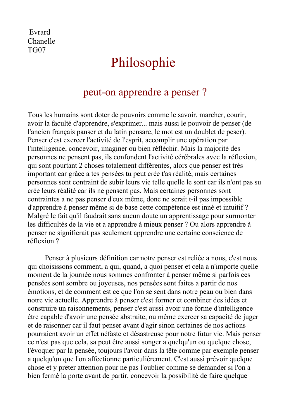 Prévisualisation du document Philosophie: peut-on apprendre à penser ?