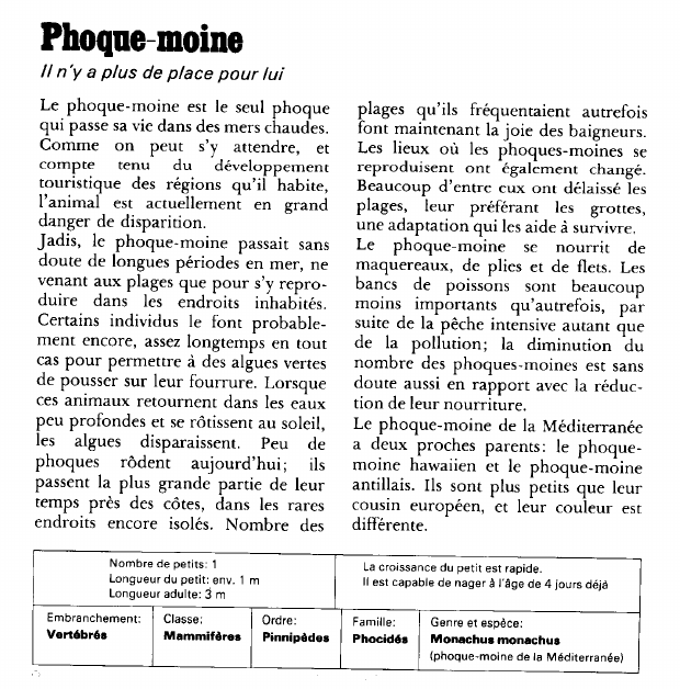 Prévisualisation du document Phoque-moine:ll n'y a plus de place pour lui.