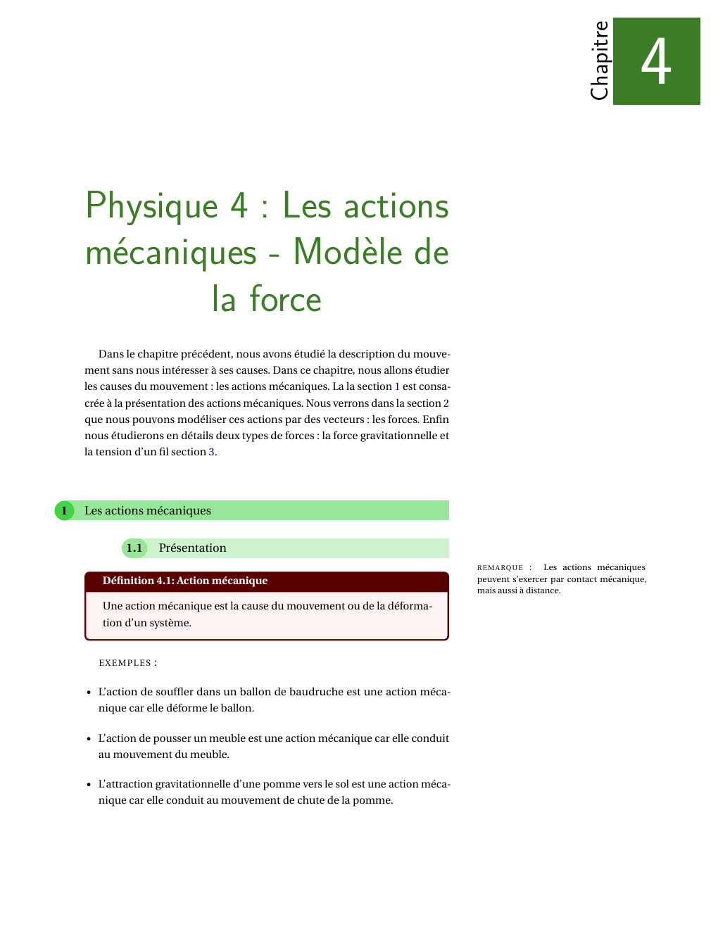 Prévisualisation du document Physique 4 : Les actions mécaniques - Modèle de la force