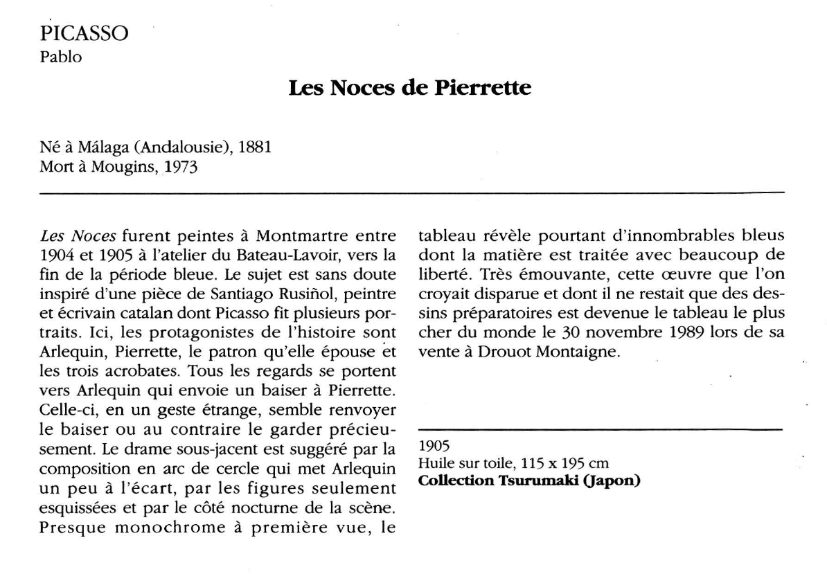 Prévisualisation du document PICASSO Pablo : Les Noces de Pierrette