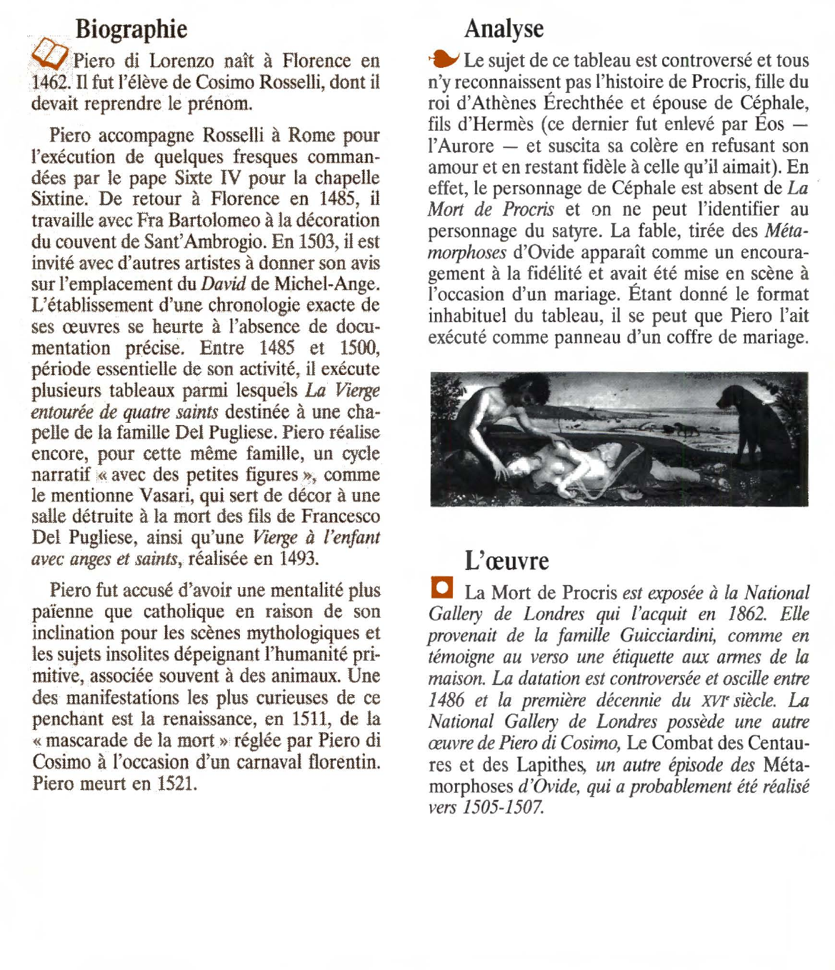 Prévisualisation du document Piero Di Cosimo: La mort de Procris