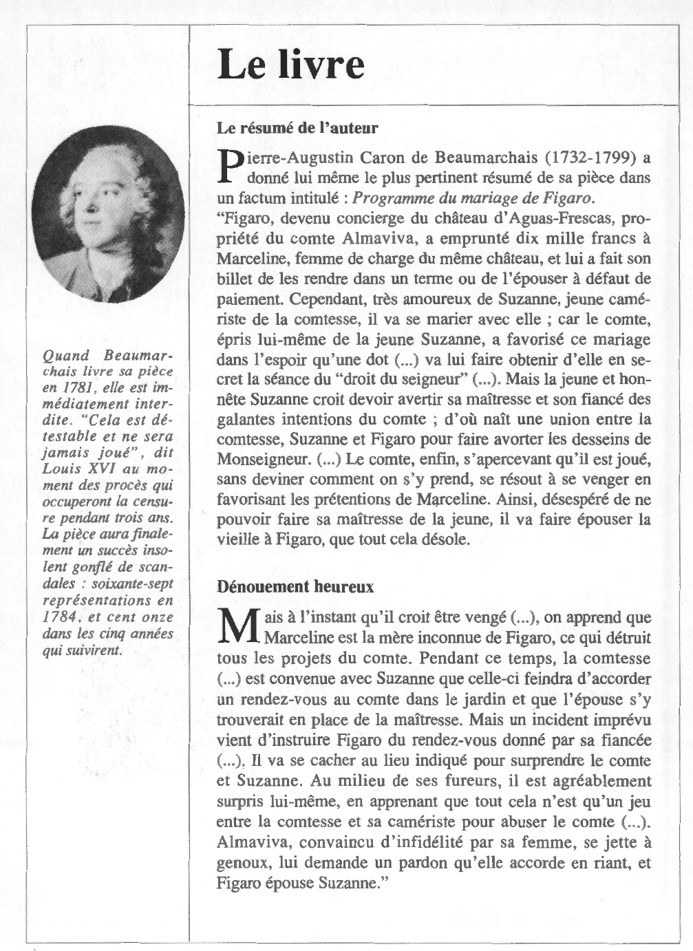Prévisualisation du document Pierre-Augustin CARON de BEAUMARCHAIS : Le Mariage de Figaro, ou la Folle Journée