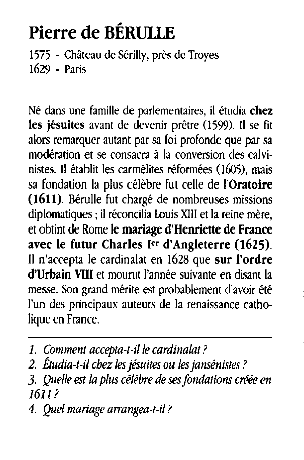 Prévisualisation du document Pierre de BÉRULLE