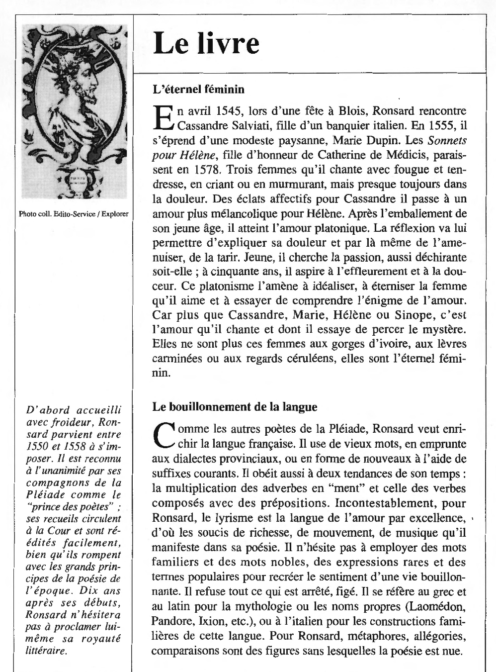 Prévisualisation du document Pierre de RONSARD : Les Amours