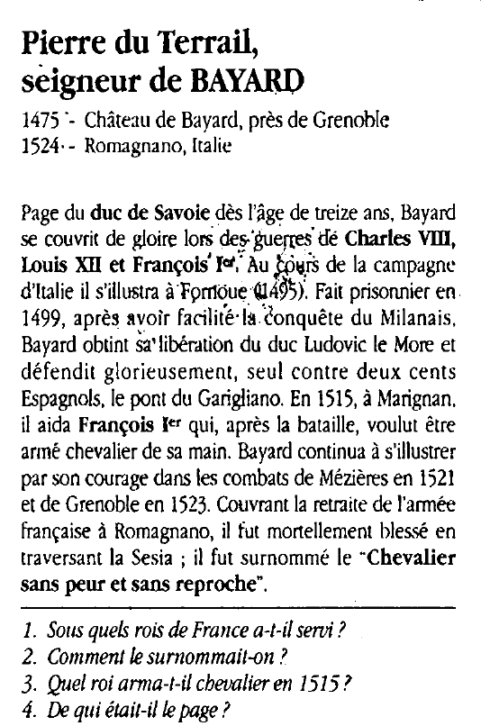 Prévisualisation du document Pierre du Terrail, seigneur de BAYARD
