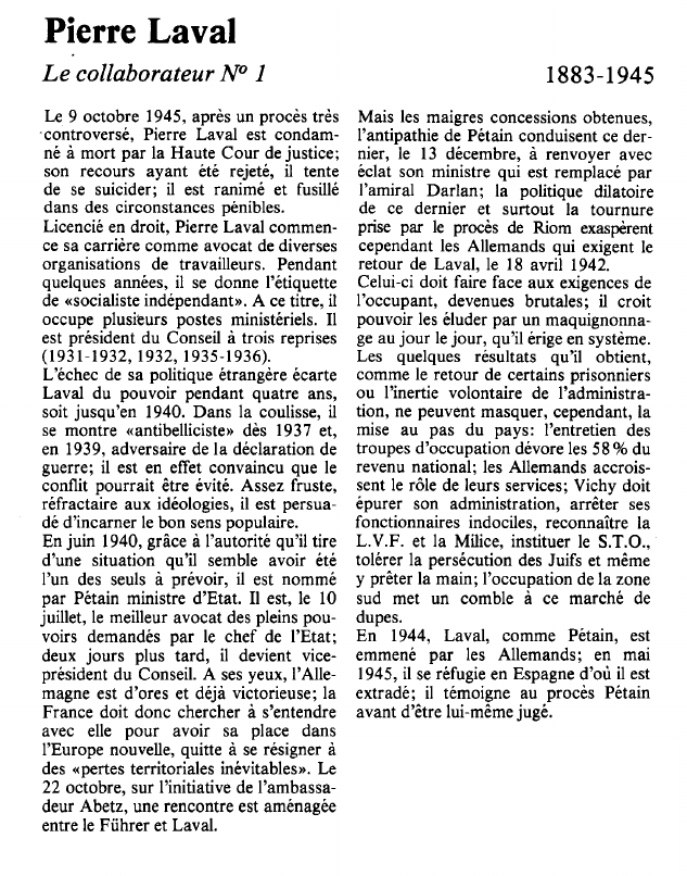 Prévisualisation du document Pierre LavalLe collaborateur N° 1.