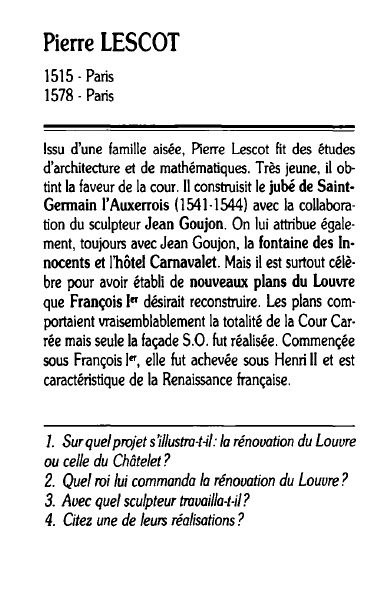Prévisualisation du document Pierre LESCOT
